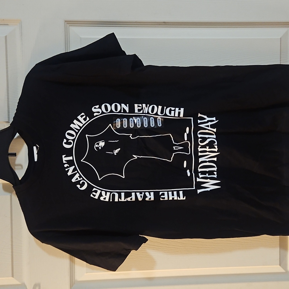 WEDNESDAY RAPTURE GRAPHIC TEE: BLACK: NEW WITH TAGS: SIZE M